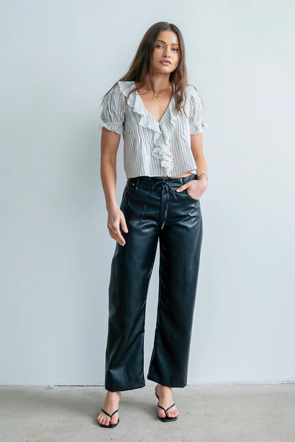 Priya Vegan Leather Wide Leg Pants FINAL SALE