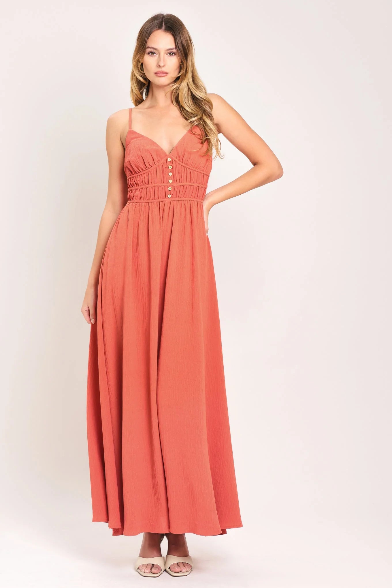 CORAL BLOSSOM MAXI DRESS