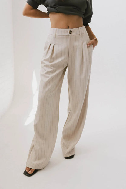 Reese Striped Slacks in Cream FINAL SALE