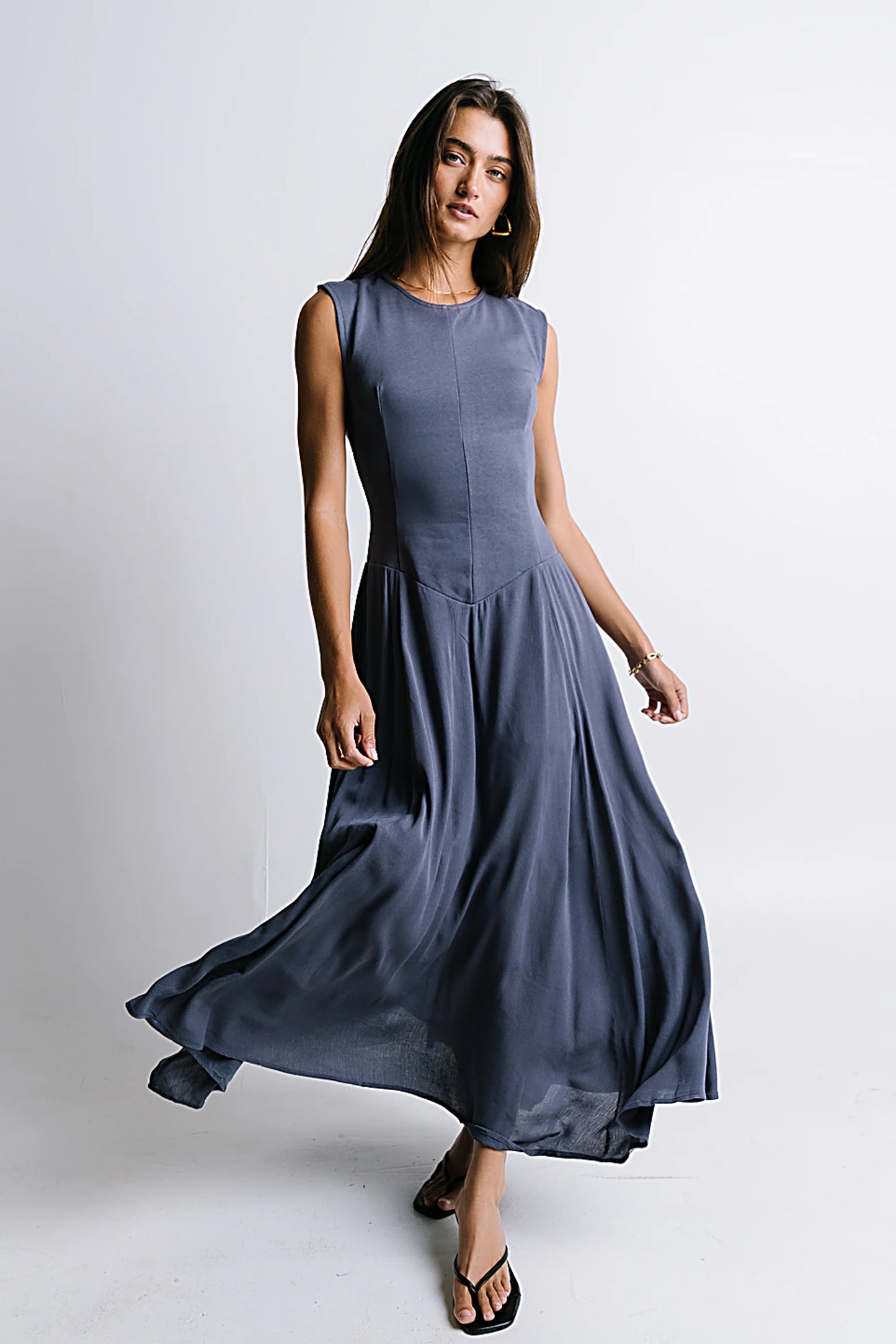 Charles Maxi Dress in Slate Blue FINAL SALE