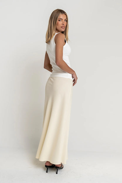 Ashlyn Textured Maxi Skirt in Natural