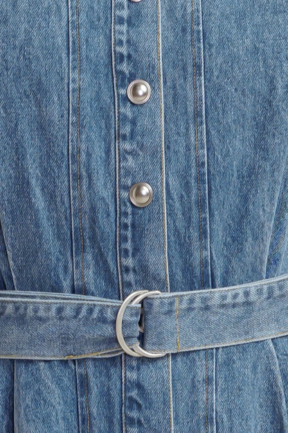 MIDNIGHT RODEO DENIM MIDI DRESS