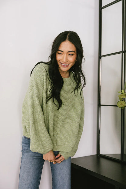 Aliyah Knit Sweater in Green FINAL SALE