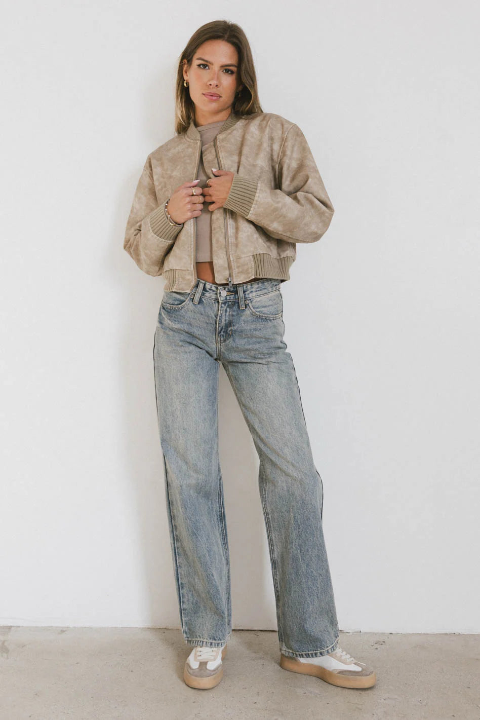 Clarissa Bomber Jacket in Tan FINAL SALE