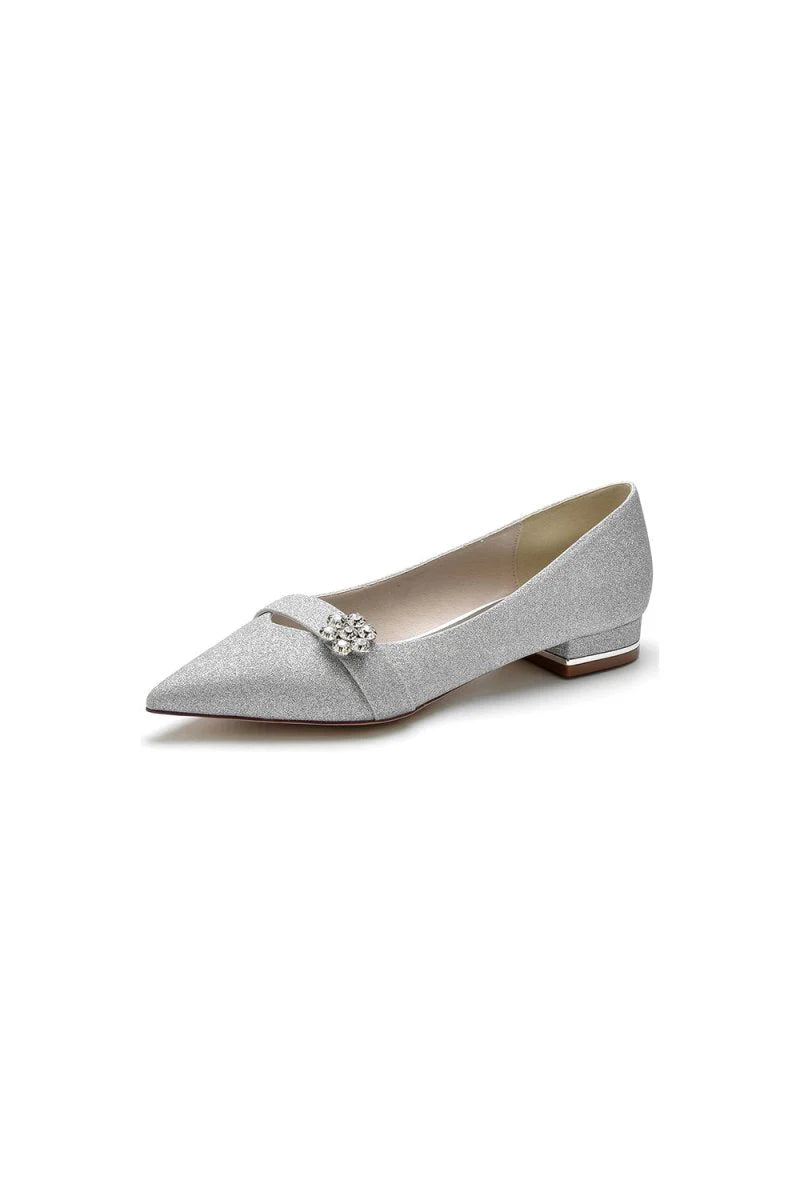 Crystal Flower Sequin Pointed Toe Flats