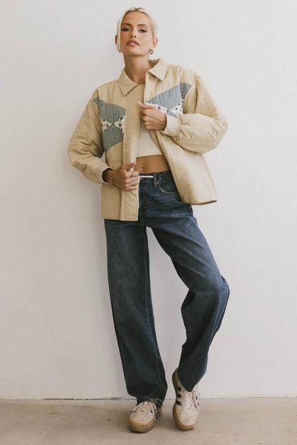 Karlie Quilted Jacket in Khaki FINAL SALE