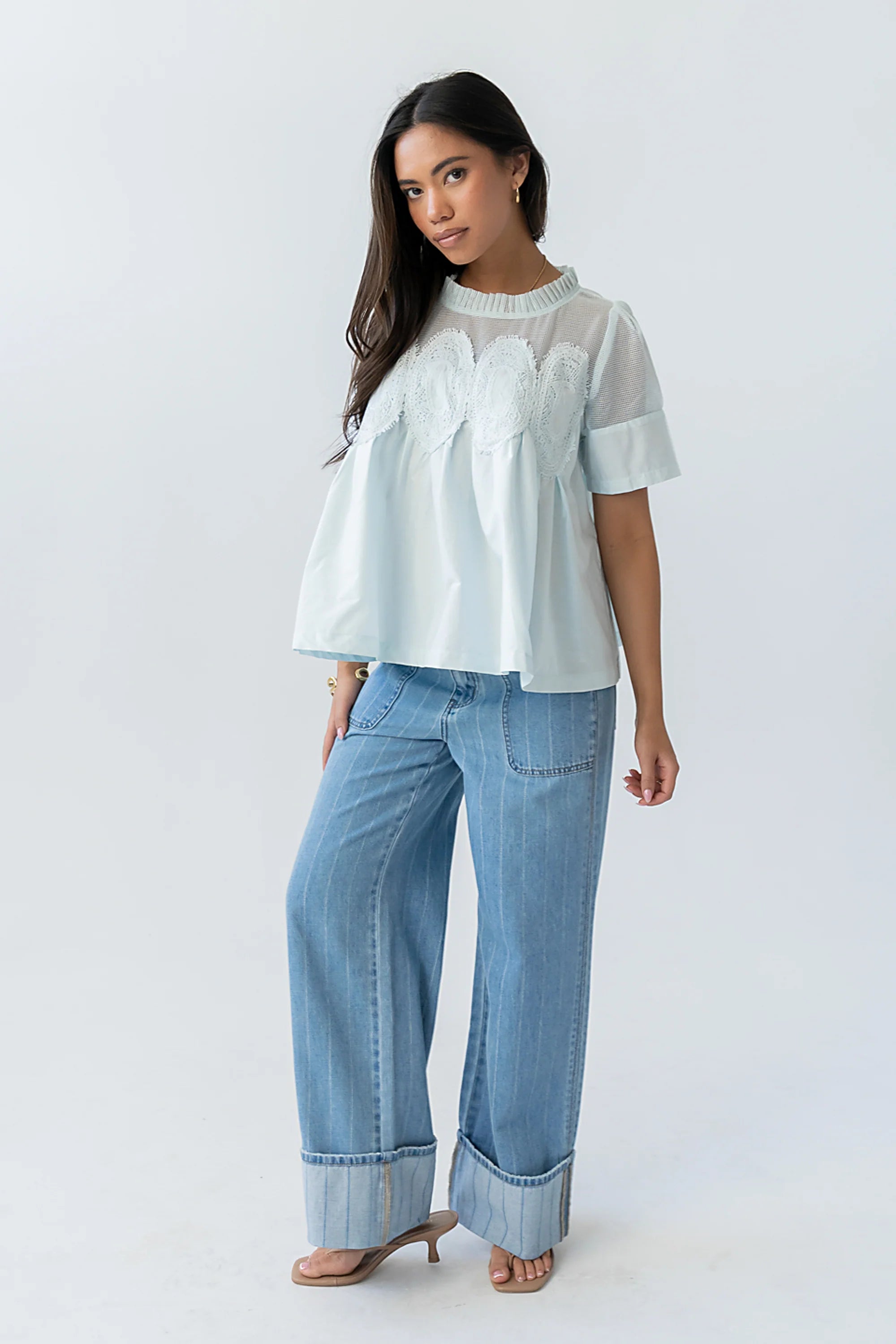 Estelle Mesh Top in Light Blue