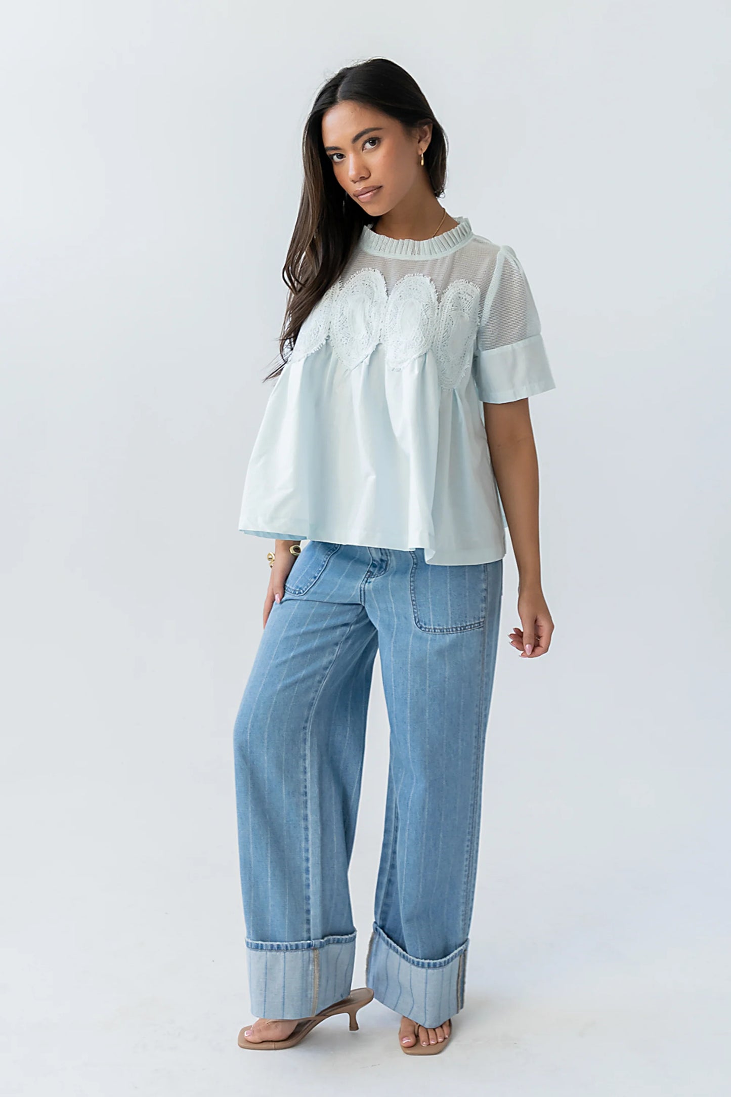 Estelle Mesh Top in Light Blue