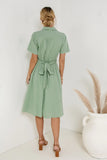 Bennett Collared Dress in Sage FINAL SALE
