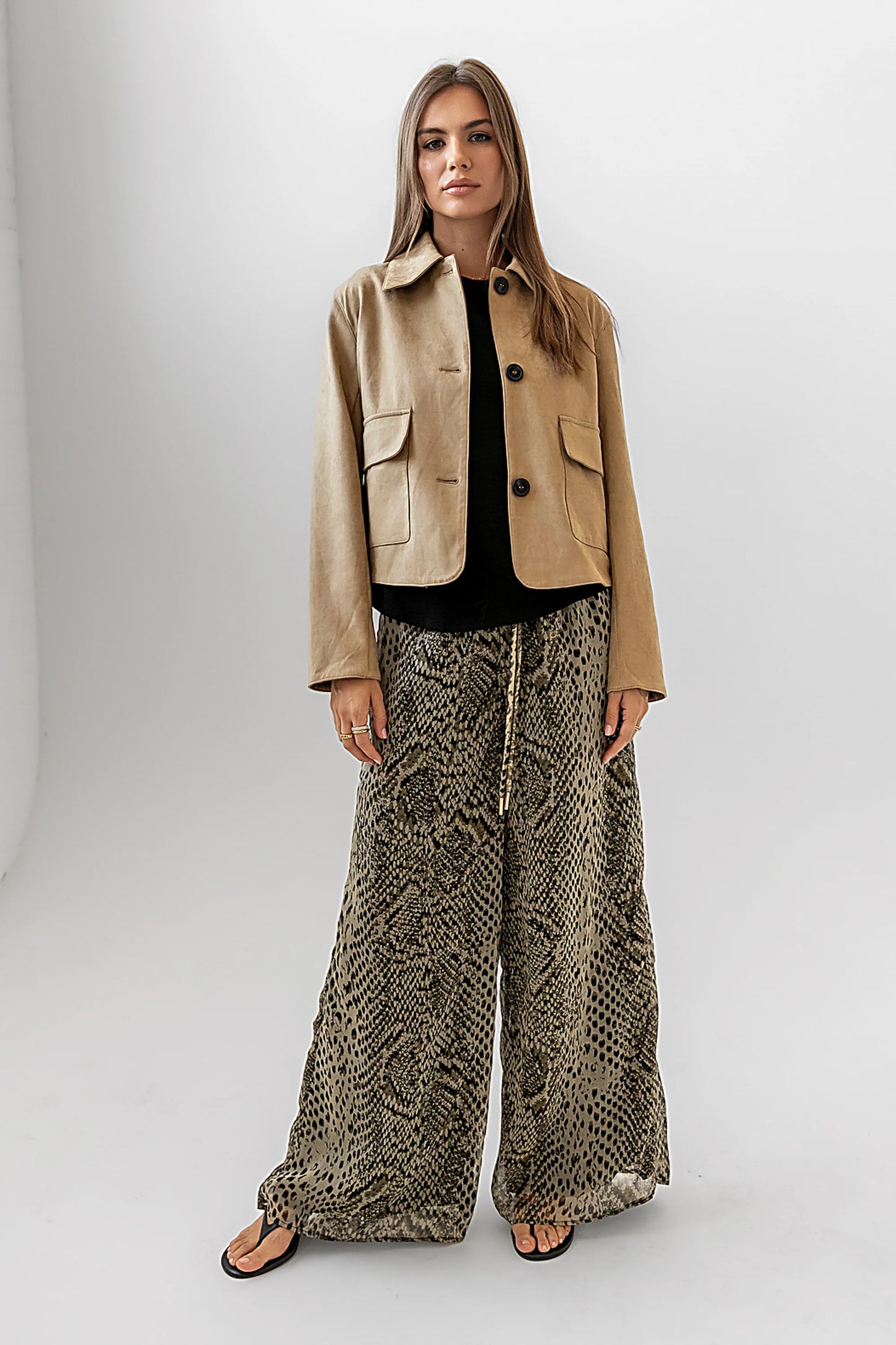 Aden Suede Jacket in Khaki FINAL SALE