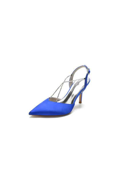 Pointed Toe Crystal Ankle Strap Stiletto Heels