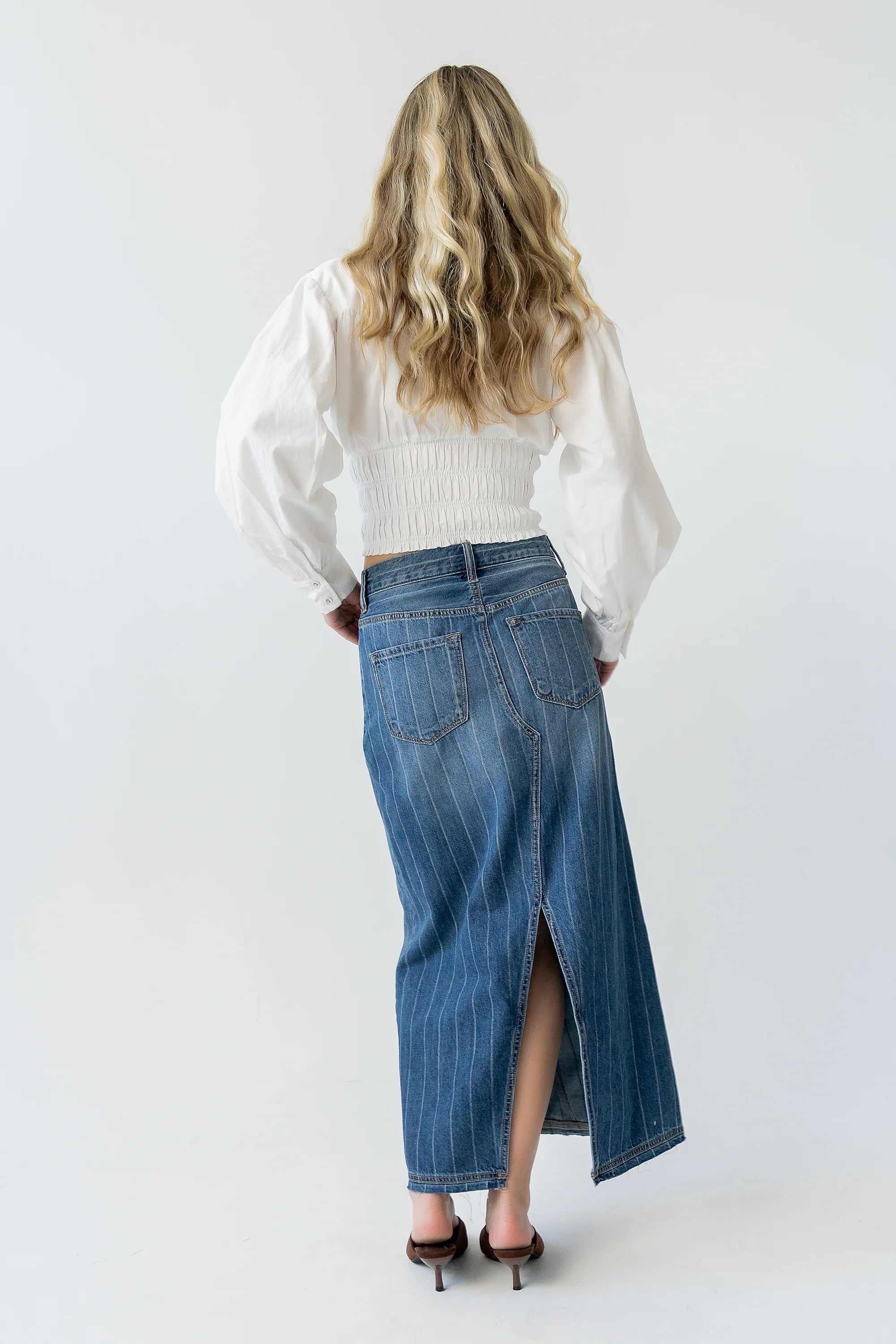 Megan Striped Denim Skirt