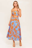 APRICOT SUNSET CUT OUT MIDI DRESS