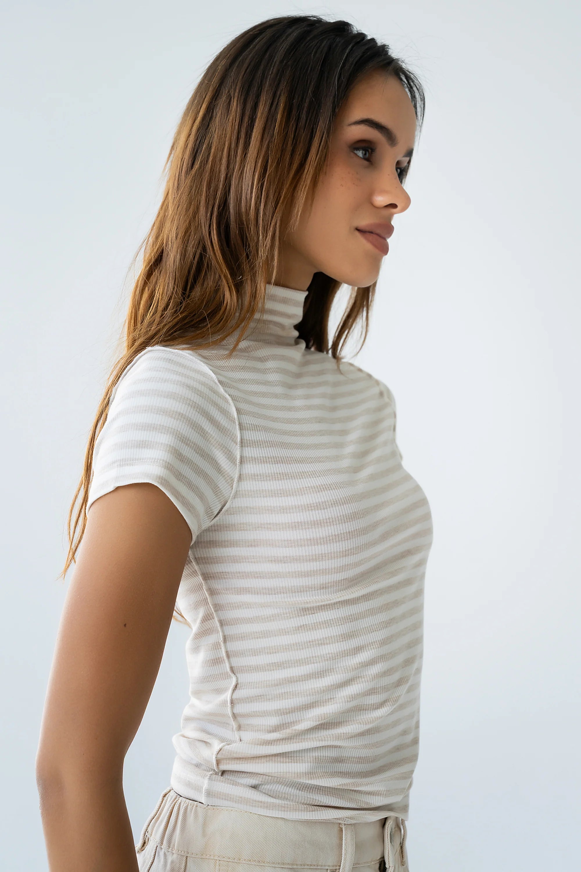 Lennon Striped Top in Oatmeal