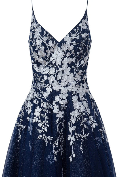 Aline Short Glitter Tulle Homecoming Dress with Appliques