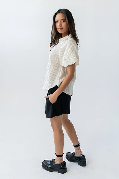 London Striped Button Up in Cream