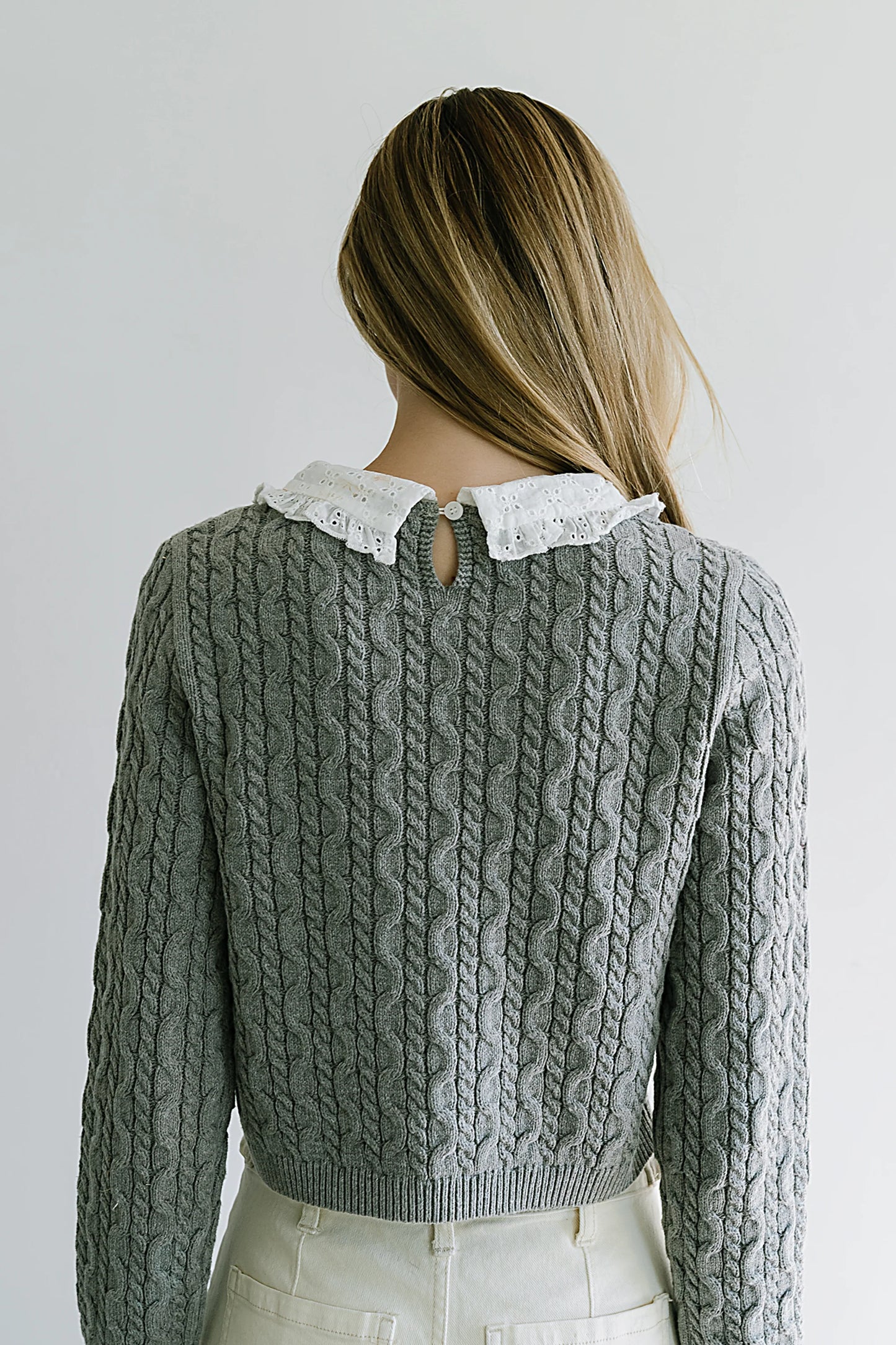 Hayley Collared Sweater in Grey FINAL SALE