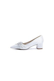 Satin Pointed Toe Slip on Party Shoes With Crystal