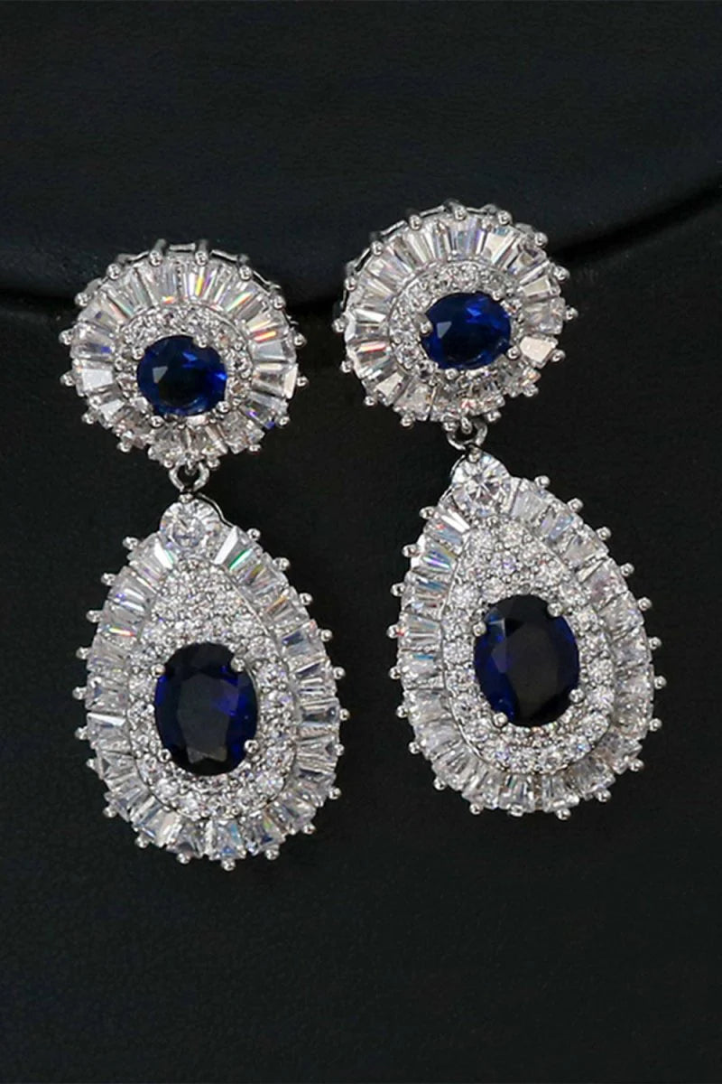 Royal Blue Crystal Necklace Earring Jewelry Set