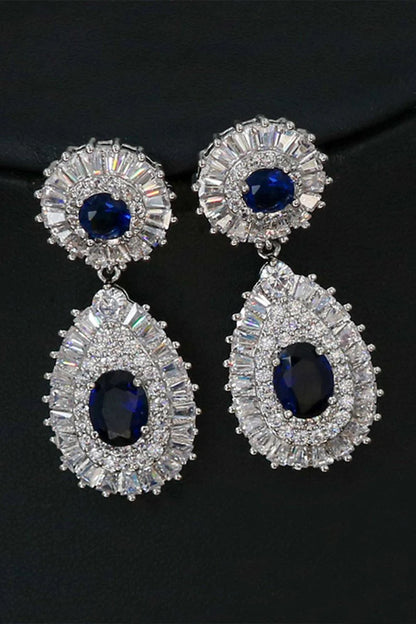 Royal Blue Crystal Necklace Earring Jewelry Set