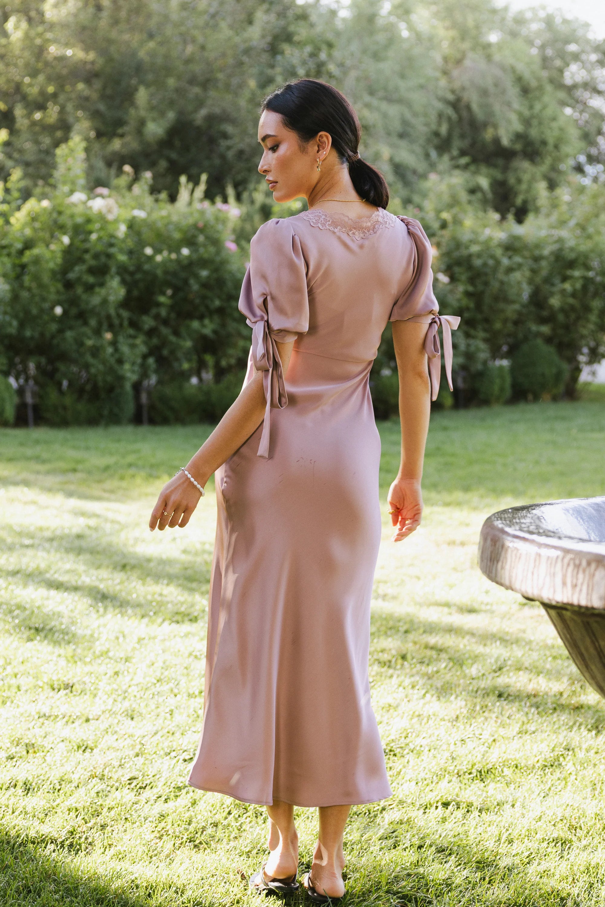 Amanda Lace Trim Maxi Dress in Mauve FINAL SALE