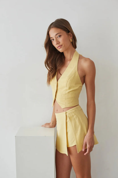 Vera Wrap Linen Mini Skort