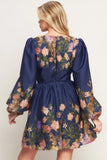 NOCTURNE IN BLOOM NAVY MINI DRESS