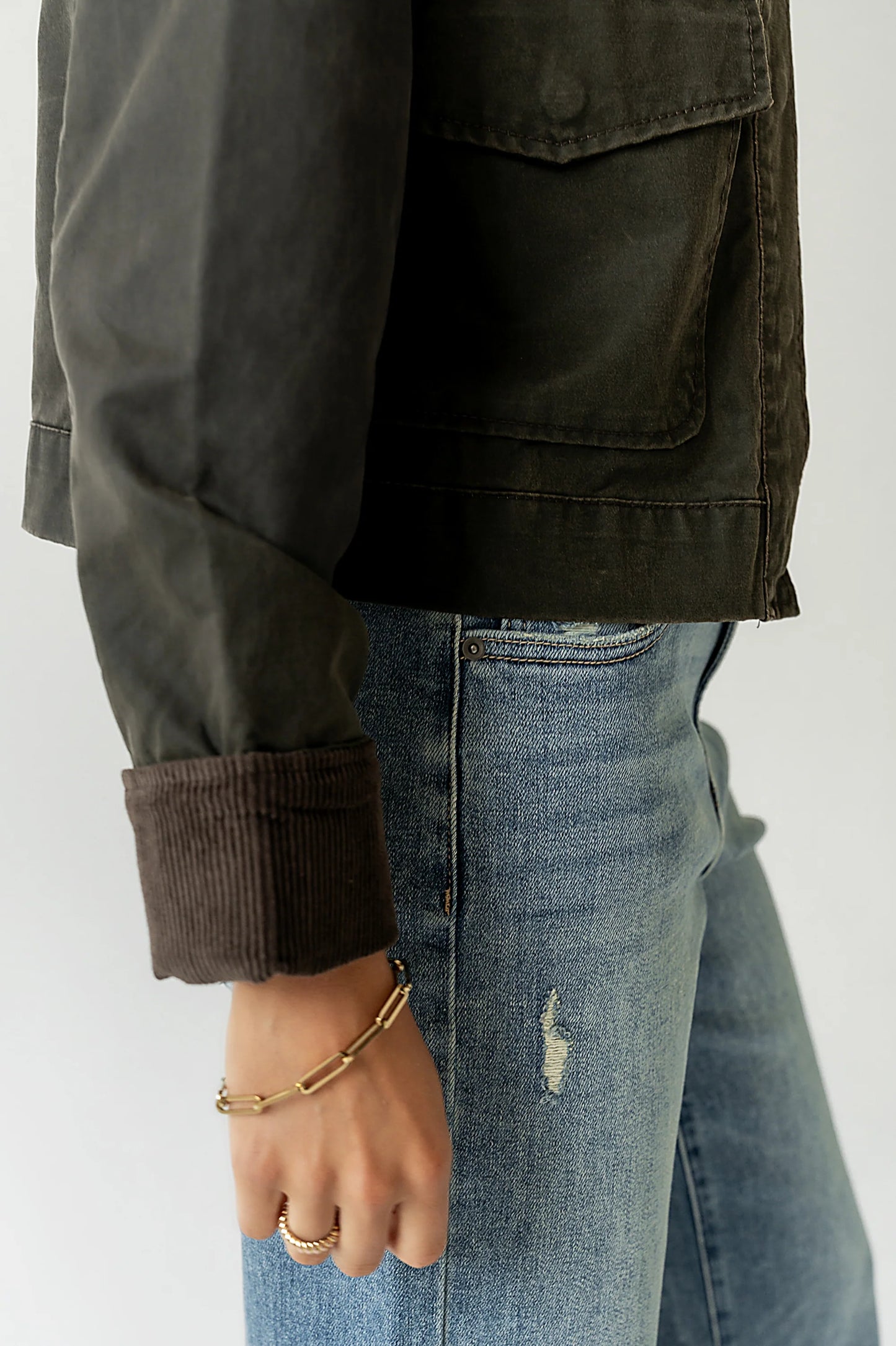 Krue Contrast Jacket in Olive FINAL SALE