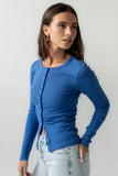 Mia Button Up Top in Blue