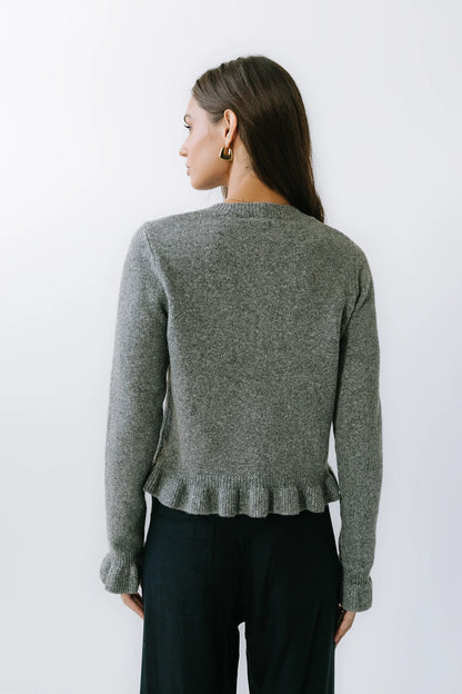 Rosie Ruffle Sweater in Heather Grey FINAL SALE