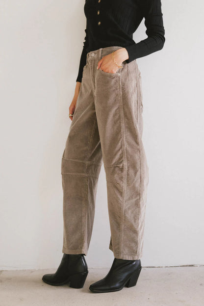 Lisette Barrel Jean in Taupe Corduroy FINAL SALE