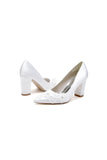 Sweet Pointed Toe Chunky Heels with Lace