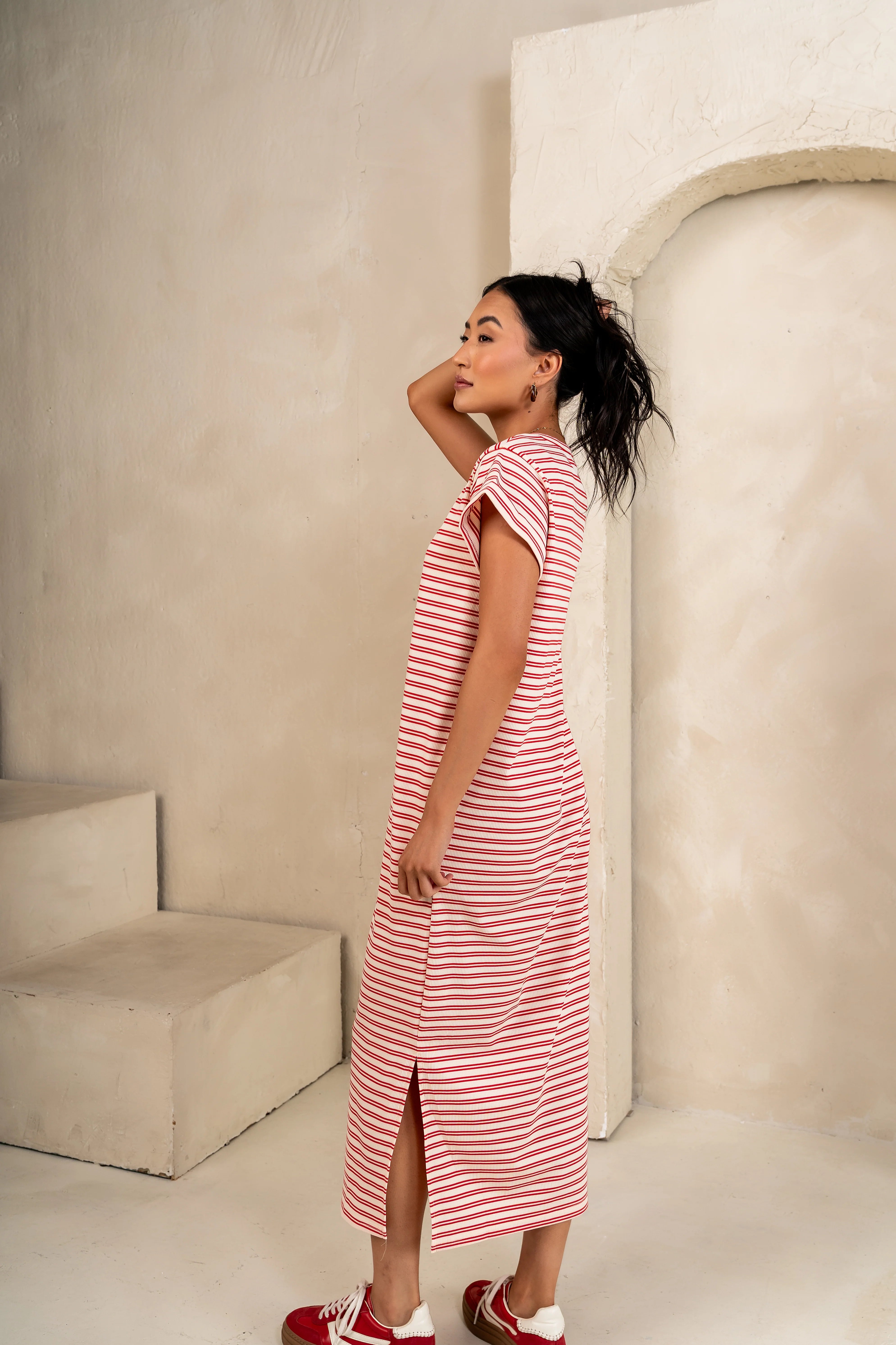 Esme Striped Maxi Dress in Red FINAL SALE