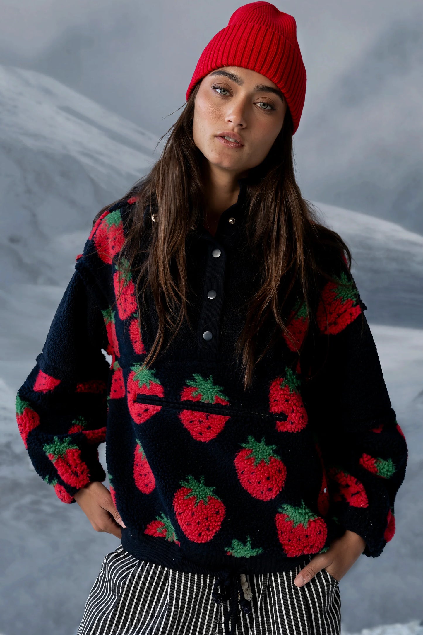Maria Oversized Sherpa Jacket in Navy FINAL SALE