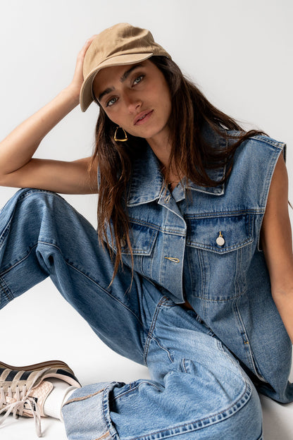 Taylor Denim Vest in Medium Wash FINAL SALE