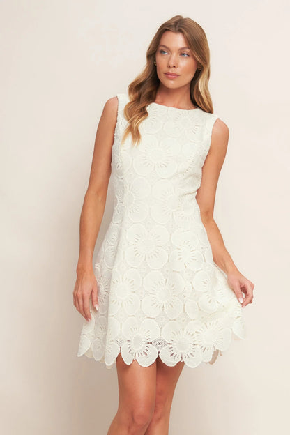 AUTUMN BLOOM VINTAGE IVORY LACE MINI DRESS VINTAGE IVORY