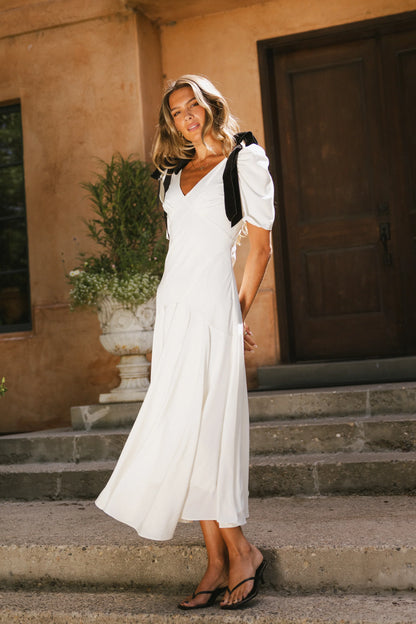 Nellie Drop Waist Maxi Dress in Cream
