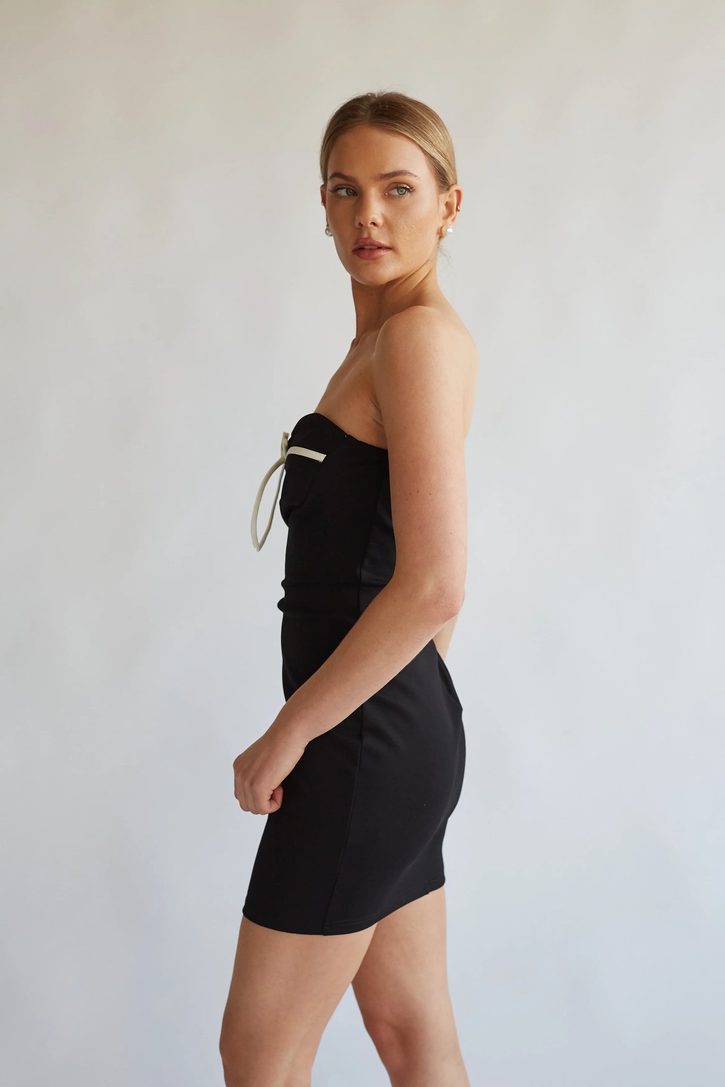 Eloise Strapless Bow Bodycon Mini Dress