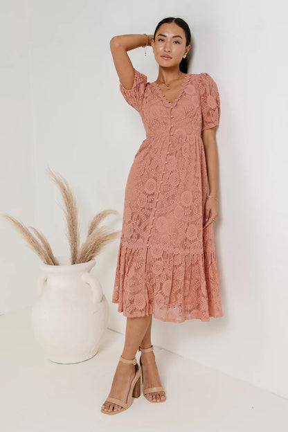 Rowan Lace Dress in Pink FINAL SALE