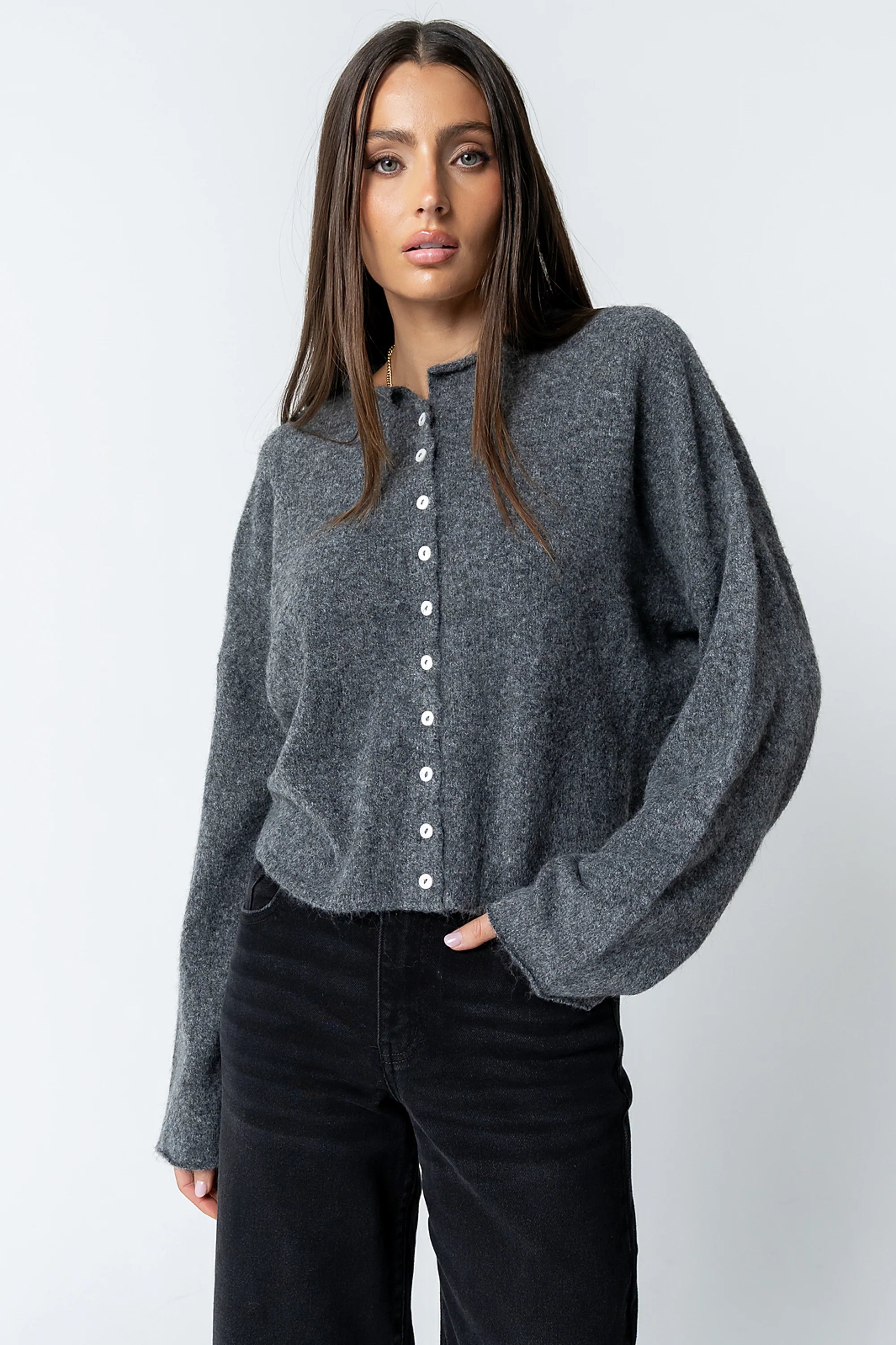 Maci Cardigan in Charcoal FINAL SALE