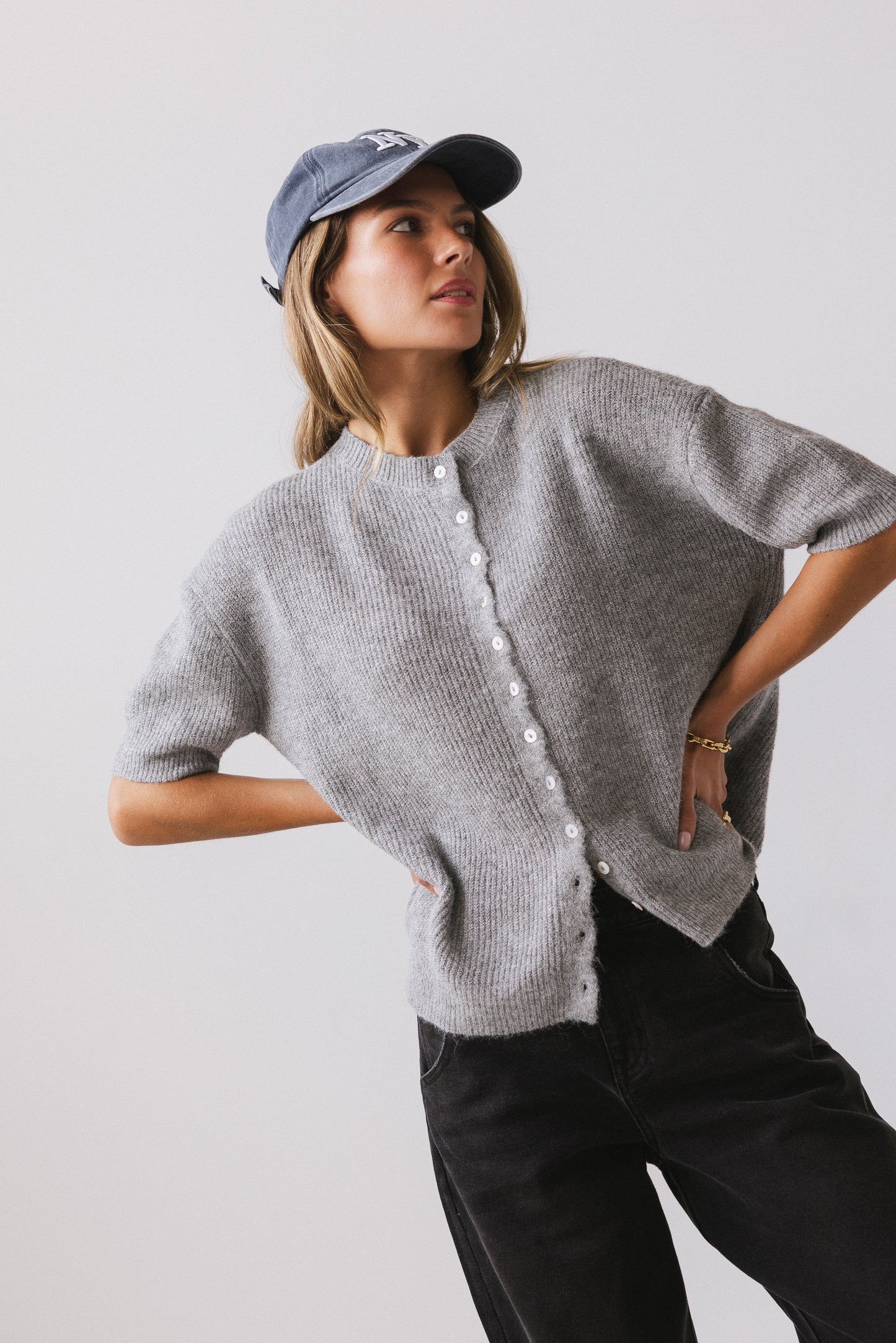 Leah Knit Cardigan in Heather Grey FINAL SALE