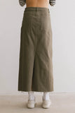 Rylie Denim Maxi Skirt in Olive FINAL SALE