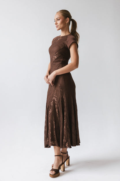 Kameron Lace Maxi Dress in Brown