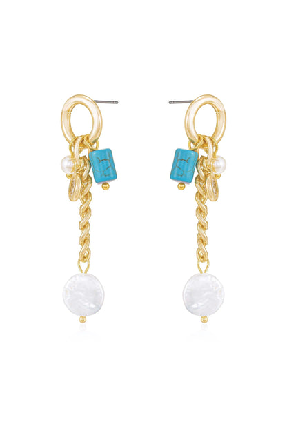 Pearl and Charm Dangle Earrings