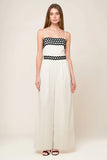 MEET AT THE PIER CREAM RIC RAC TRIM WIDE LEG JUMPSUIT