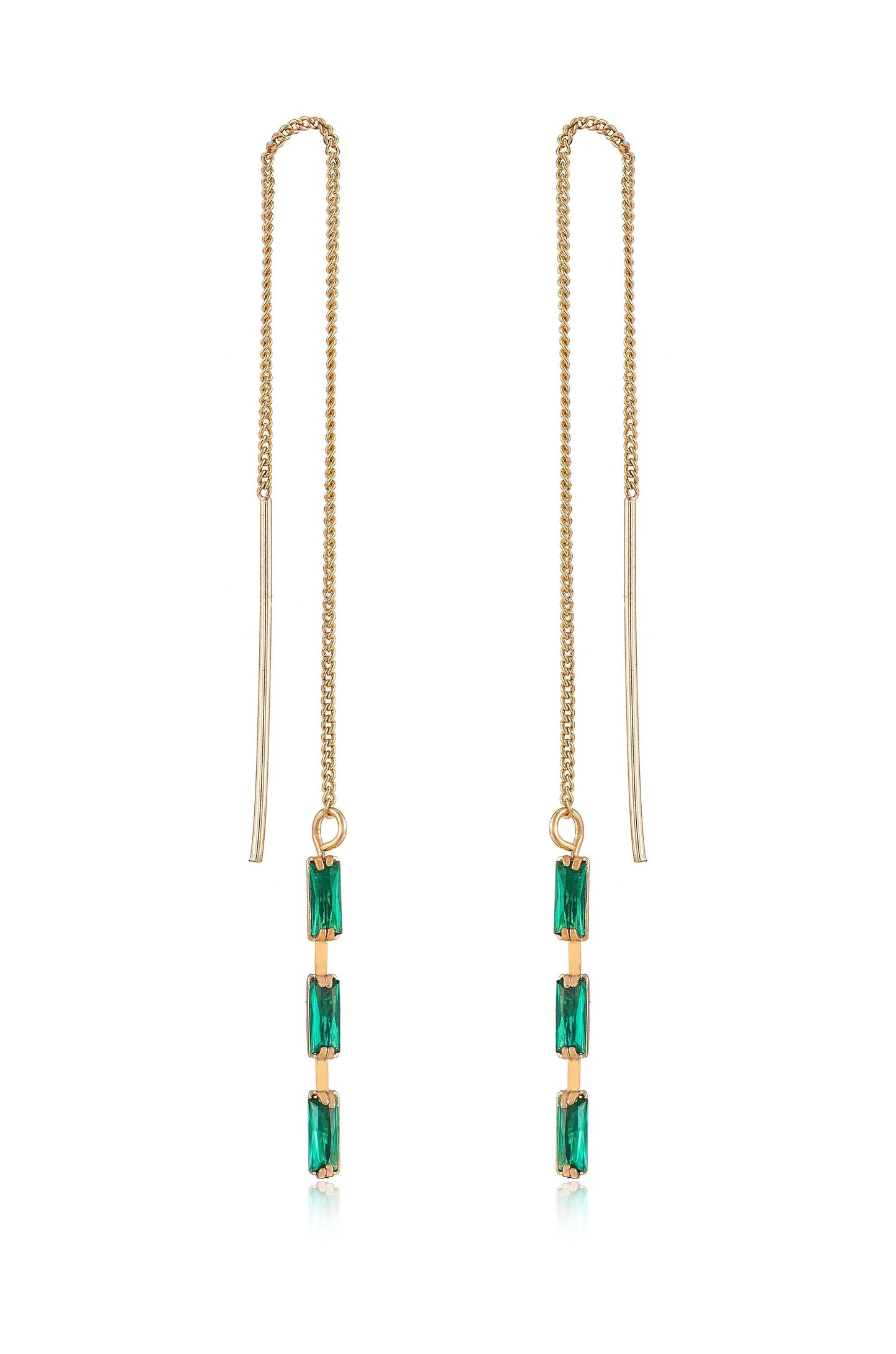 Crystal Baguette Threader Earrings