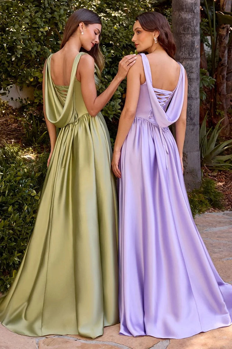 BEATRICE GOWN A LINE DRESS WITH DRAPED COWL BACK
