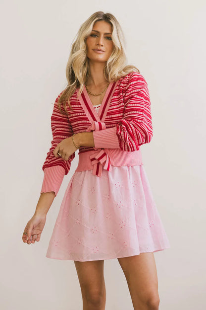 Kiara Striped Cardigan in Pink FINAL SALE