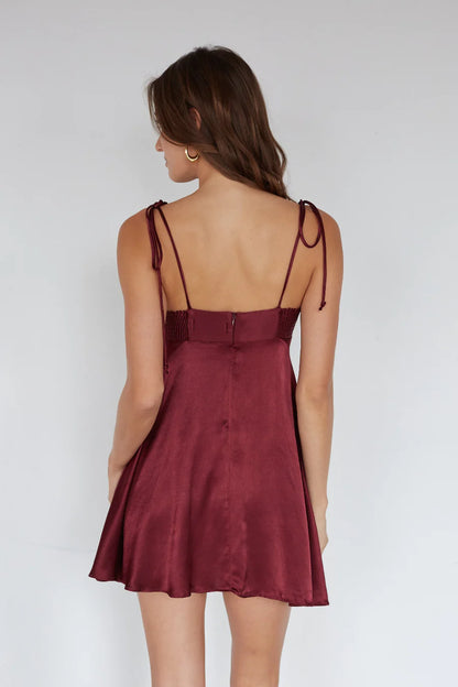 Dilan Tie Strap Satin Mini Dress