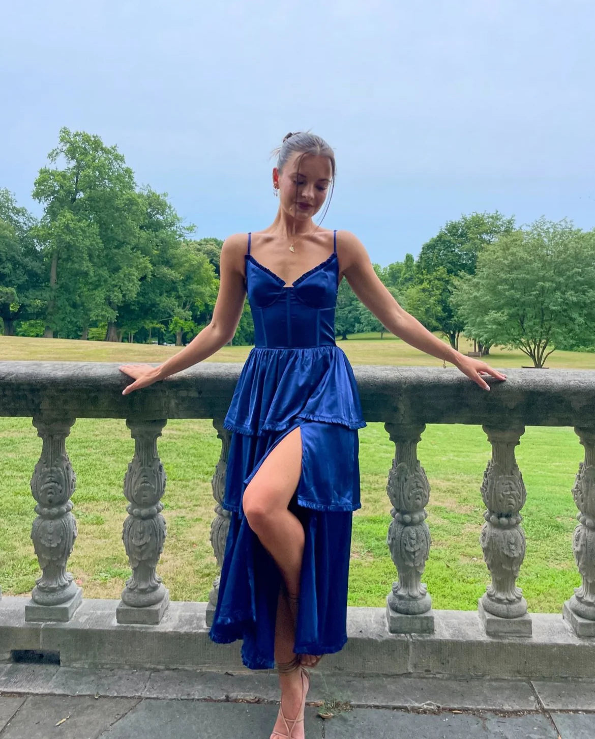 Maeve Corset Midi Dress Navy